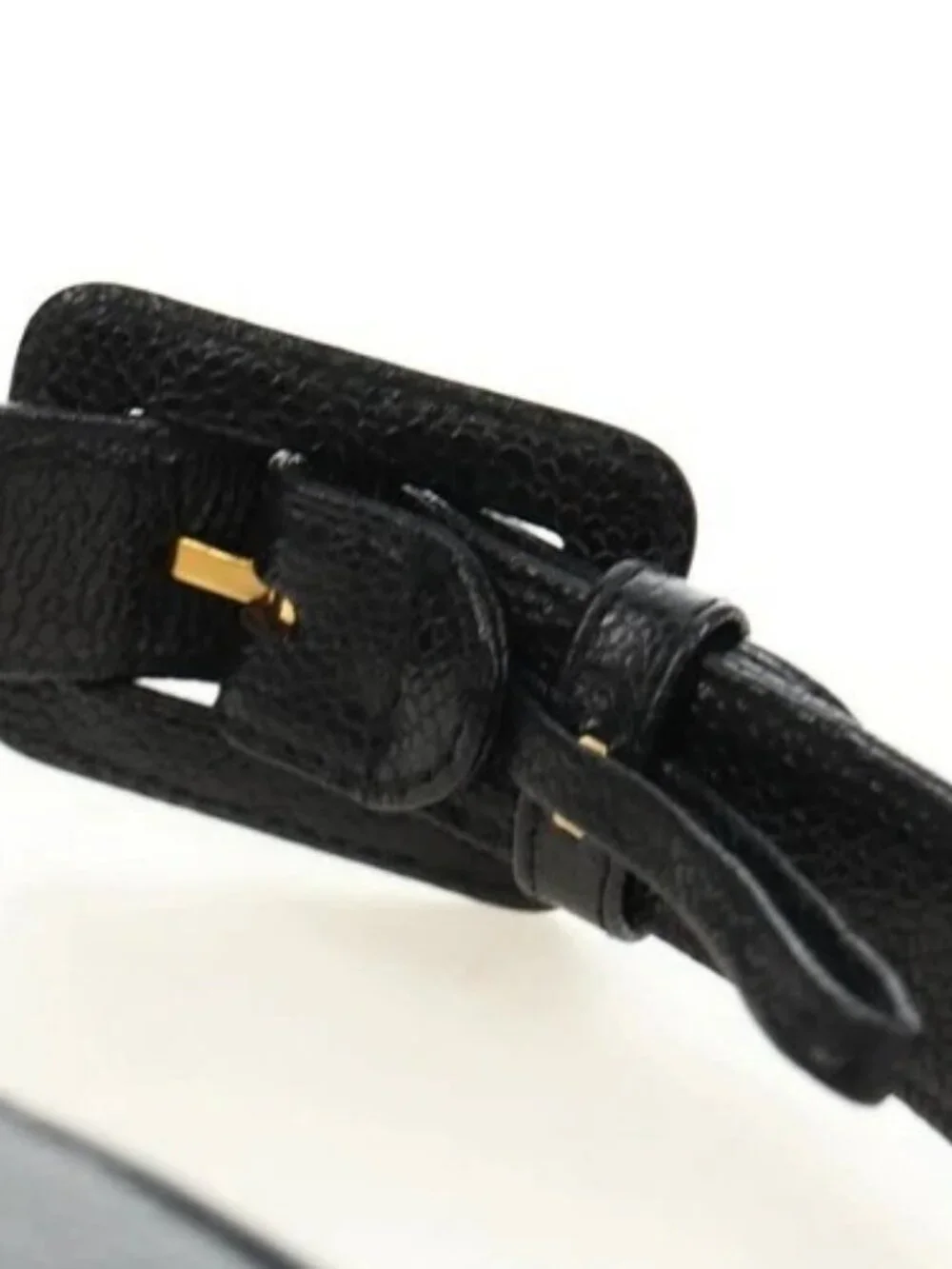 CHANEL Waist Bag Grained Calf Skin Black Gold CC Auth bs35525V